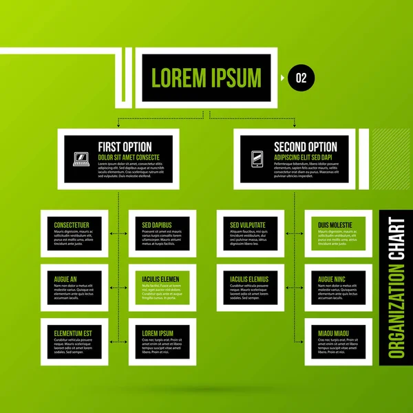 Organization chart template on fresh green background. Vector EPS-10 template. — Stock Vector