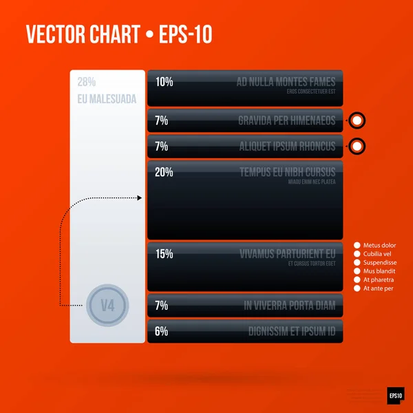 Plantilla de infografías empresariales sobre fondo naranja brillante. Útil para presentaciones y publicidad . — Vector de stock