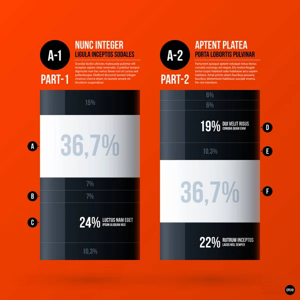Modèle d'infographie d'entreprise sur fond orange vif. Utile pour les présentations et la publicité . — Image vectorielle