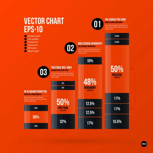 Plantilla de infografías empresariales sobre fondo naranja brillante. Útil para presentaciones y publicidad . — Vector de stock