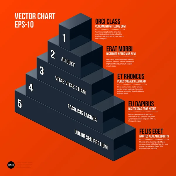 Modèle de diagramme pyramidal d'entreprise sur fond orange vif. Utile pour les présentations et la publicité . — Image vectorielle