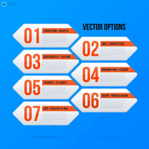 Bannières d'entreprise et modèle d'options sur fond bleu vif. Utile pour les présentations et la publicité . — Image vectorielle