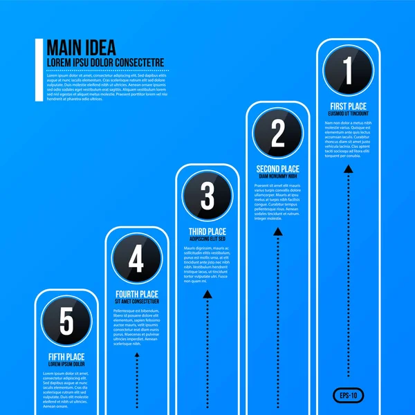 Plantilla de gráfico de negocio corporativo sobre fondo azul brillante. Útil para presentaciones y publicidad . — Vector de stock