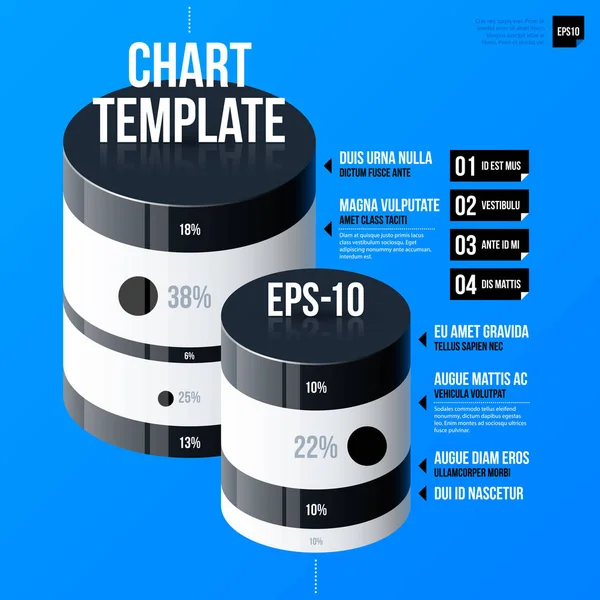 Modèle d'infographie d'entreprise sur fond bleu vif. Utile pour les présentations et la publicité . — Image vectorielle