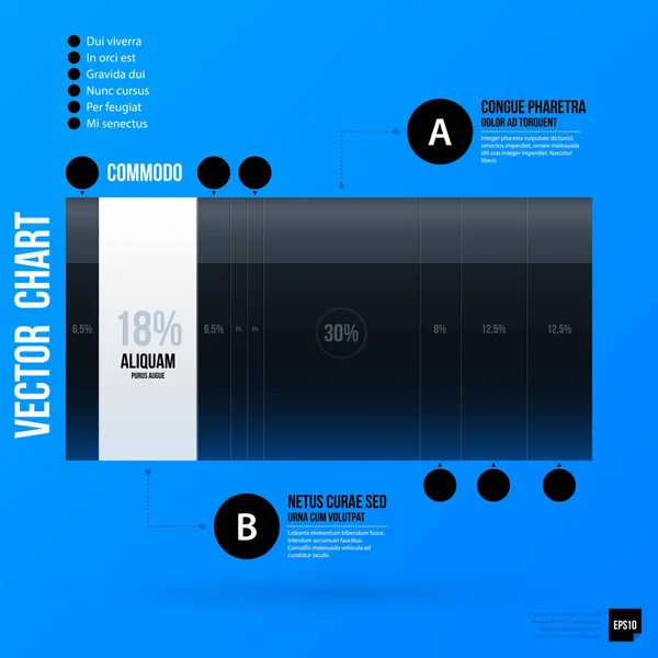 Modèle d'infographie d'entreprise sur fond bleu vif. Utile pour les présentations et la publicité . — Image vectorielle
