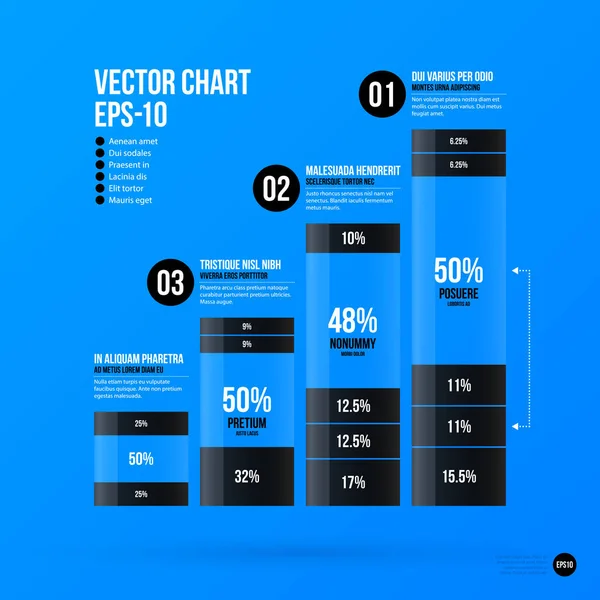 Plantilla de infografías empresariales sobre fondo azul brillante. Útil para presentaciones y publicidad . — Vector de stock