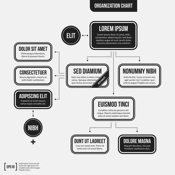 Plantilla de organigrama con elementos geométricos sobre fondo blanco. Útil para presentaciones científicas y empresariales . — Archivo Imágenes Vectoriales