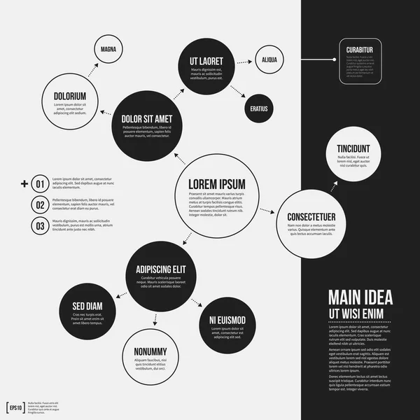 Plantilla de organigrama con elementos geométricos sobre fondo blanco. Útil para presentaciones científicas y empresariales . — Vector de stock