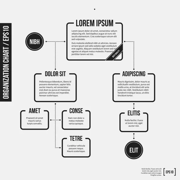 Organisation diagrammall med geometriska element på vit bakgrund. Användbar för vetenskap och näringsliv presentationer. — Stock vektor