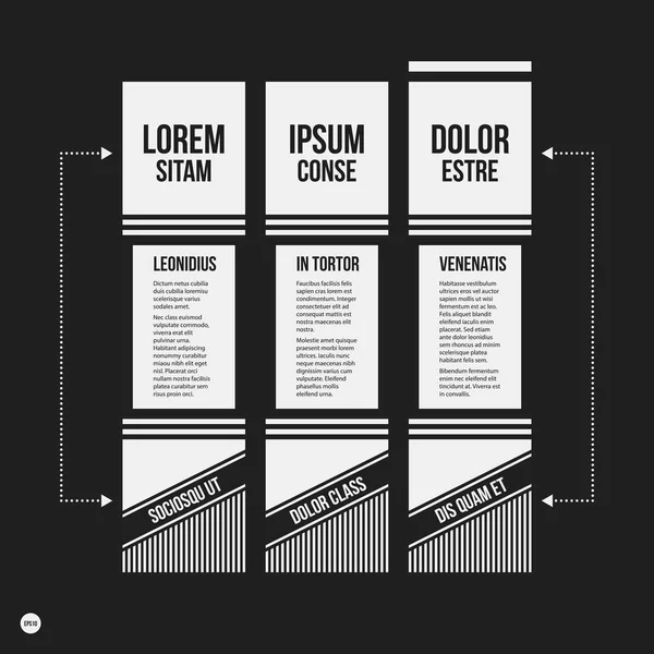 Monochrome options template in strict contrast style. Useful for presentations and web design. — Stock Vector