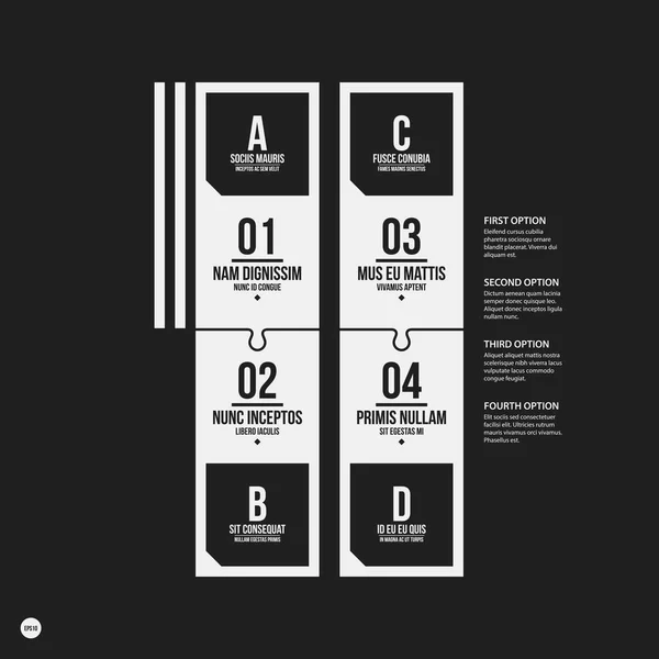 Monochrome opties sjabloon in strikte contrast stijl. Handig voor presentaties en webdesign. — Stockvector