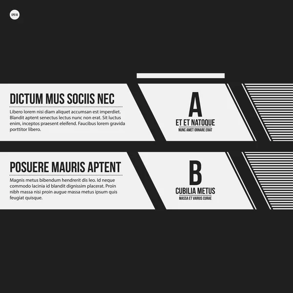Monochrome options template in strict contrast style. Useful for presentations and web design. — Stock Vector