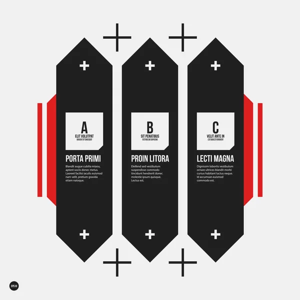 Monochrome opties sjabloon in strikte contrast stijl. Handig voor presentaties en webdesign. — Stockvector