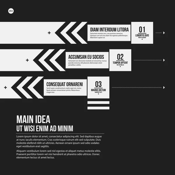 Plantilla gráfica vectorial monocromática en estilo estricto. Útil para presentaciones y diseño web . — Archivo Imágenes Vectoriales