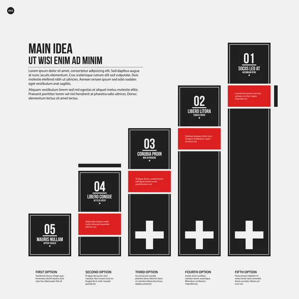 Monochrome Vektordiagramm-Vorlage im strengen Stil. nützlich für Präsentationen und Webdesign. — Stockvektor