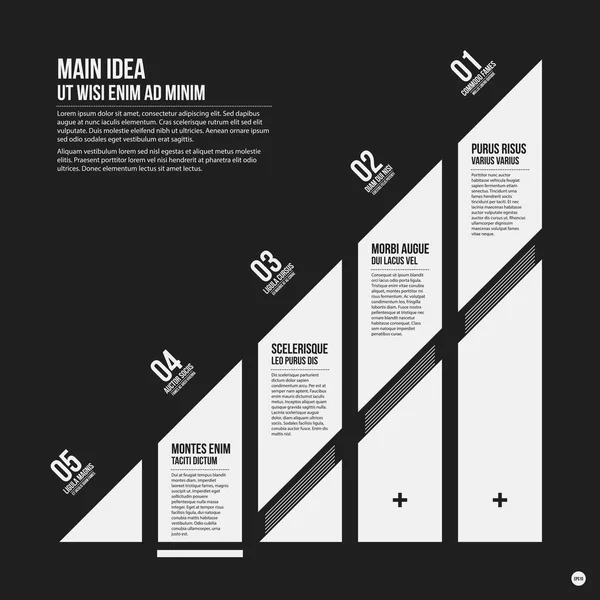 Modelo de gráfico vetorial monocromático em estilo estrito. Útil para apresentações e web design . — Vetor de Stock