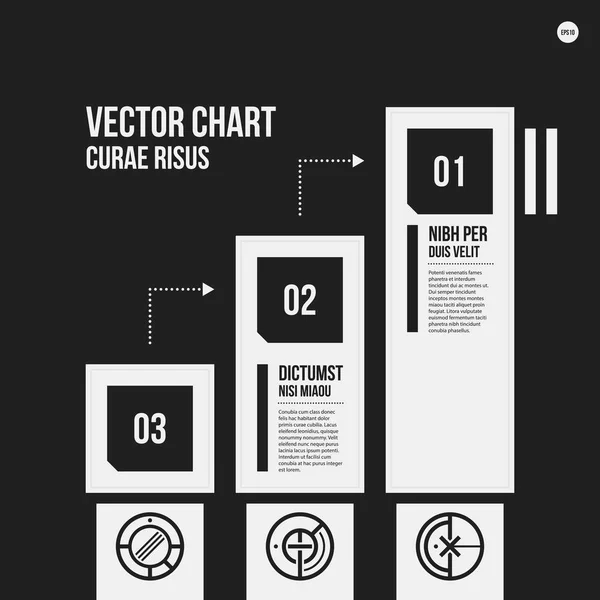 Monochrome vector chart template in strict style. Useful for presentations and web design. — Stock Vector