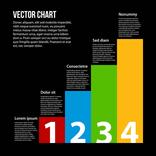Färgglada vector diagram med text och tal. — Stock vektor