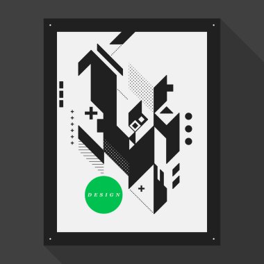 Poster/kapak tasarım şablonu soyut geometrik öğelerle. Tarzı modern grafiti.