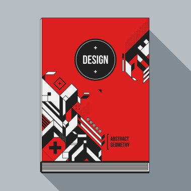 Kitap kapak tasarımı şablonu soyut geometrik öğelerle. Modern sanat ve grafiti tarzı.