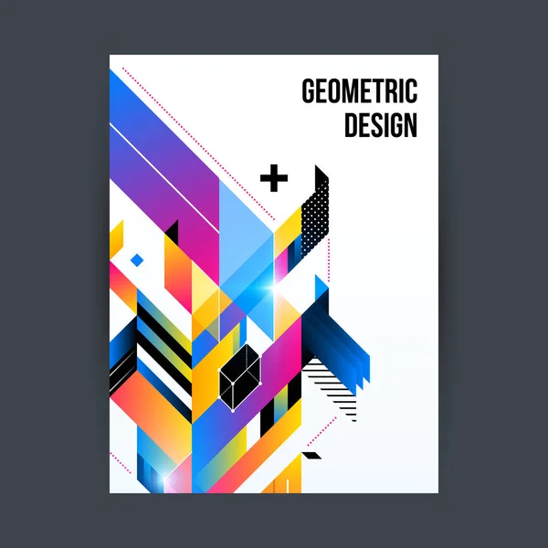 Modèle de conception d'affiche / couverture avec des formes géométriques brillantes sur fond blanc . — Image vectorielle