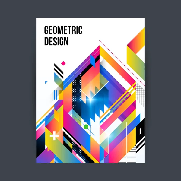 Modèle de conception d'affiche / couverture avec des formes géométriques brillantes sur fond blanc . — Image vectorielle