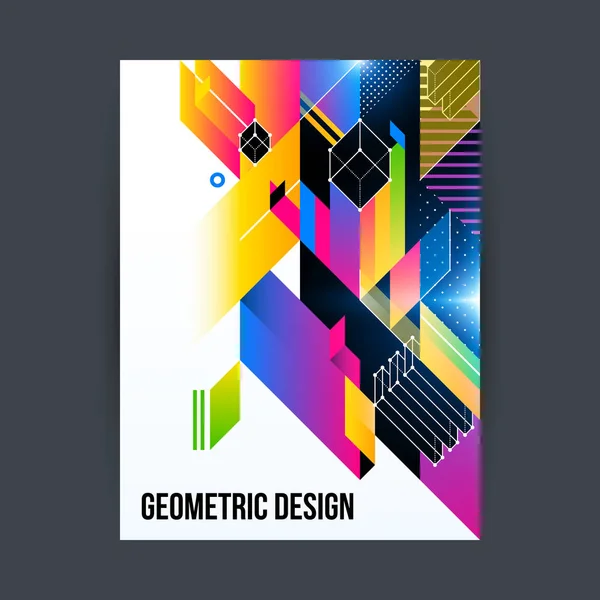 Modèle de conception d'affiche / couverture avec des formes géométriques brillantes sur fond blanc . — Image vectorielle