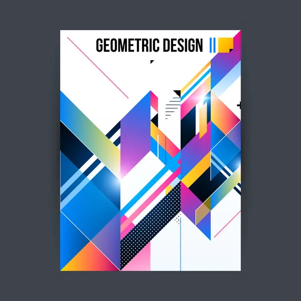 Plantilla de diseño de póster / portada con formas geométricas brillantes sobre fondo blanco . — Archivo Imágenes Vectoriales
