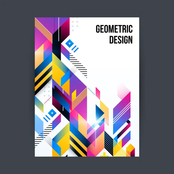 Poster / Cover-Design-Vorlage mit glänzenden geometrischen Formen auf weißem Hintergrund. — Stockvektor