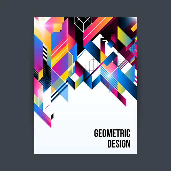 Poster / Cover-Design-Vorlage mit glänzenden geometrischen Formen auf weißem Hintergrund. — Stockvektor