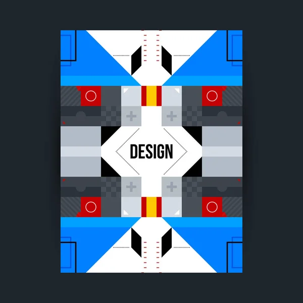 Affisch mall med futuristiska geometriska element. Stil av konstruktivism och modern konst. Ljusa färger, enkla former. — Stock vektor