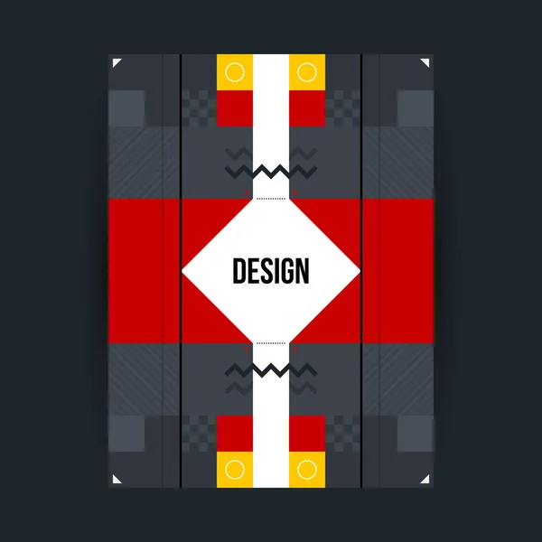 Poster template with futuristic geometric elements. Style of constructivism and modern art. Bright colors, simple shapes. — Stock Vector