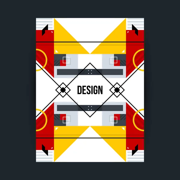 Αφίσα πρότυπο με φουτουριστικά γεωμετρικά στοιχεία. Στυλ του κονστρουκτιβισμού και μοντέρνα τέχνη. Φωτεινά χρώματα, απλά σχήματα. — Διανυσματικό Αρχείο