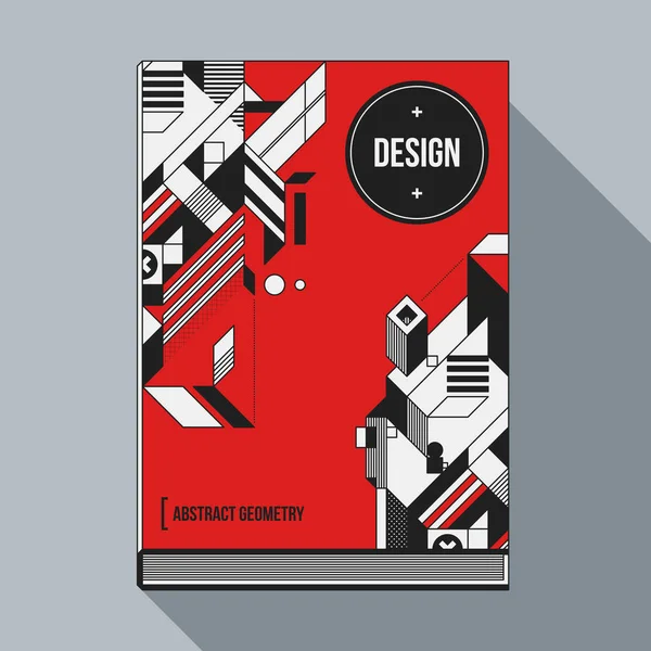 Plantilla de diseño de portada de libro con elementos geométricos abstractos. Estilo de arte moderno y graffiti . — Archivo Imágenes Vectoriales