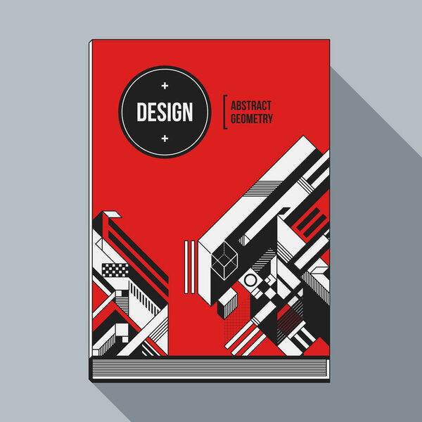 Book cover design template with abstract geometric elements. Style of modern art and graffiti.