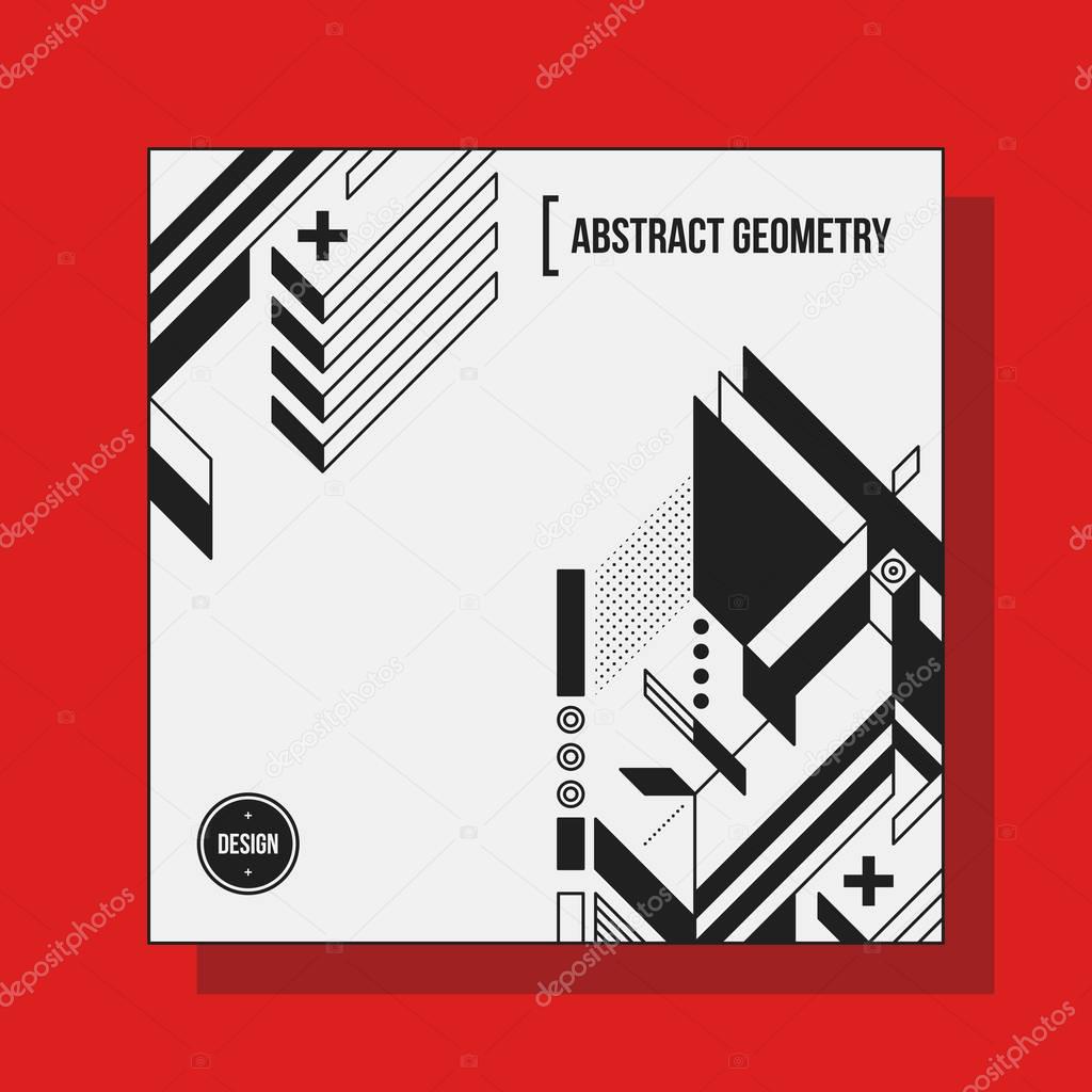 Square background design template with abstract geometric elements. Useful for CD covers, advertising and posters.