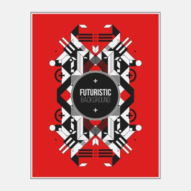 Poster/Baskı tasarım şablonu ile simetrik soyut öğe renkli arka plan üzerinde.