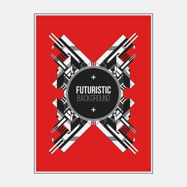 Poster/Baskı tasarım şablonu ile simetrik soyut öğe renkli arka plan üzerinde.