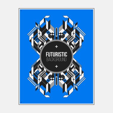 Poster/Baskı tasarım şablonu ile simetrik soyut öğe renkli arka plan üzerinde.