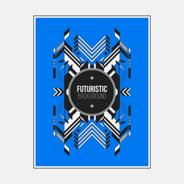 Poster/Baskı tasarım şablonu ile simetrik soyut öğe renkli arka plan üzerinde.