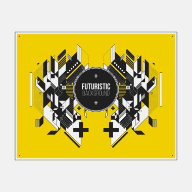 Poster/Baskı tasarım şablonu ile simetrik soyut öğe renkli arka plan üzerinde.