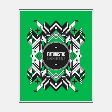 Poster/Baskı tasarım şablonu ile simetrik soyut öğe renkli arka plan üzerinde.