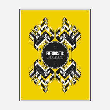 Poster/Baskı tasarım şablonu ile simetrik soyut öğe renkli arka plan üzerinde.