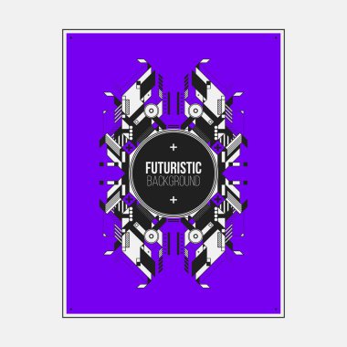 Poster/Baskı tasarım şablonu ile simetrik soyut öğe renkli arka plan üzerinde.