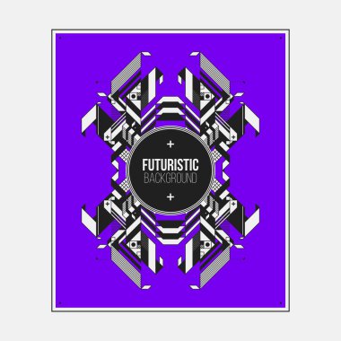 Poster/Baskı tasarım şablonu ile simetrik soyut öğe renkli arka plan üzerinde.