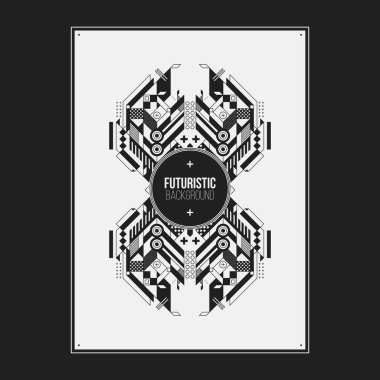 Poster/Baskı tasarım şablonu simetrik soyut öğe üzerinde beyaz arka plan ile. Kitap ve dergi kapakları için yararlı.