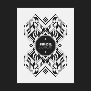 Poster/Baskı tasarım şablonu simetrik soyut öğe üzerinde beyaz arka plan ile. Kitap ve dergi kapakları için yararlı.