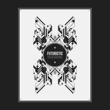 Poster/Baskı tasarım şablonu simetrik soyut öğe üzerinde beyaz arka plan ile. Kitap ve dergi kapakları için yararlı.