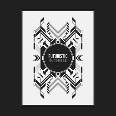 Poster/Baskı tasarım şablonu simetrik soyut öğe üzerinde beyaz arka plan ile. Kitap ve dergi kapakları için yararlı.