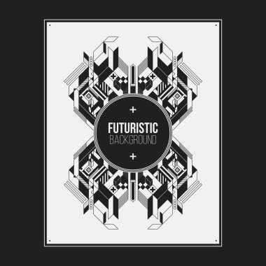 Poster/Baskı tasarım şablonu simetrik soyut öğe üzerinde beyaz arka plan ile. Kitap ve dergi kapakları için yararlı.